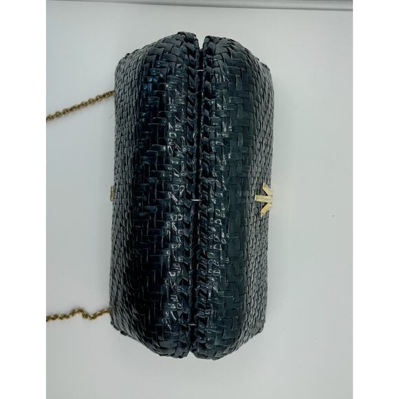 Rare RODO Vintage Green Black Wicker Weave Gold Purse Italy Made Art Deco 1960s - Picture 8 of 12